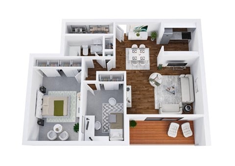 Floor plan for 2 beds, 1 bath